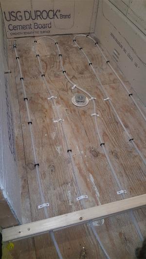 Tubing on main shower floor